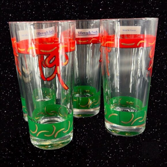 Villeroy and Boch Christmas Peace 4 Drinking Glasses Tumbler France Lamb 1996 - Picture 6 of 16